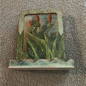 Vintage Napkin Holder Wood Handcrafted EUC